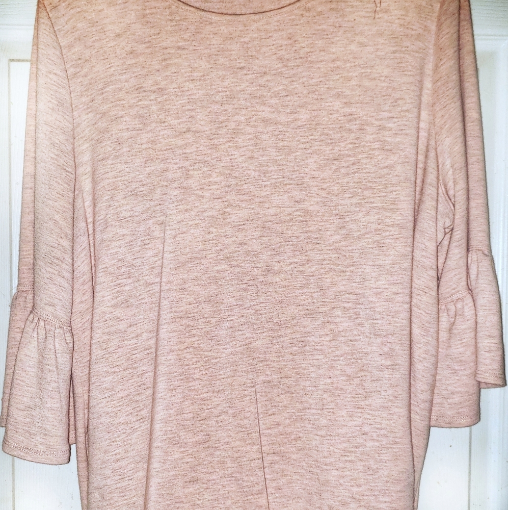 Pink Marled Flutter/ruffle 3/4 sleeve tunic XL
